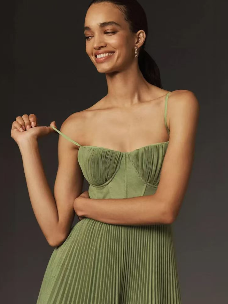 Off Shoulder Green Dress