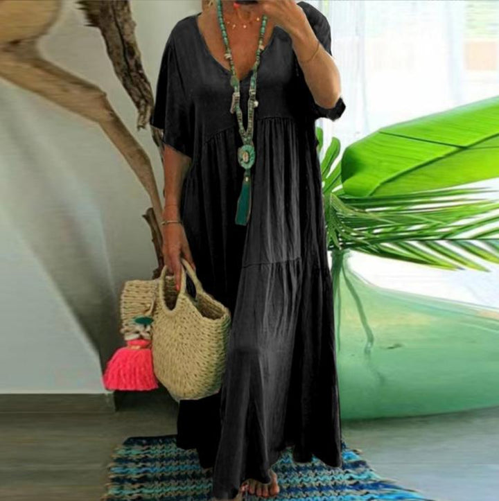 Loose V-neck Maxi Dress