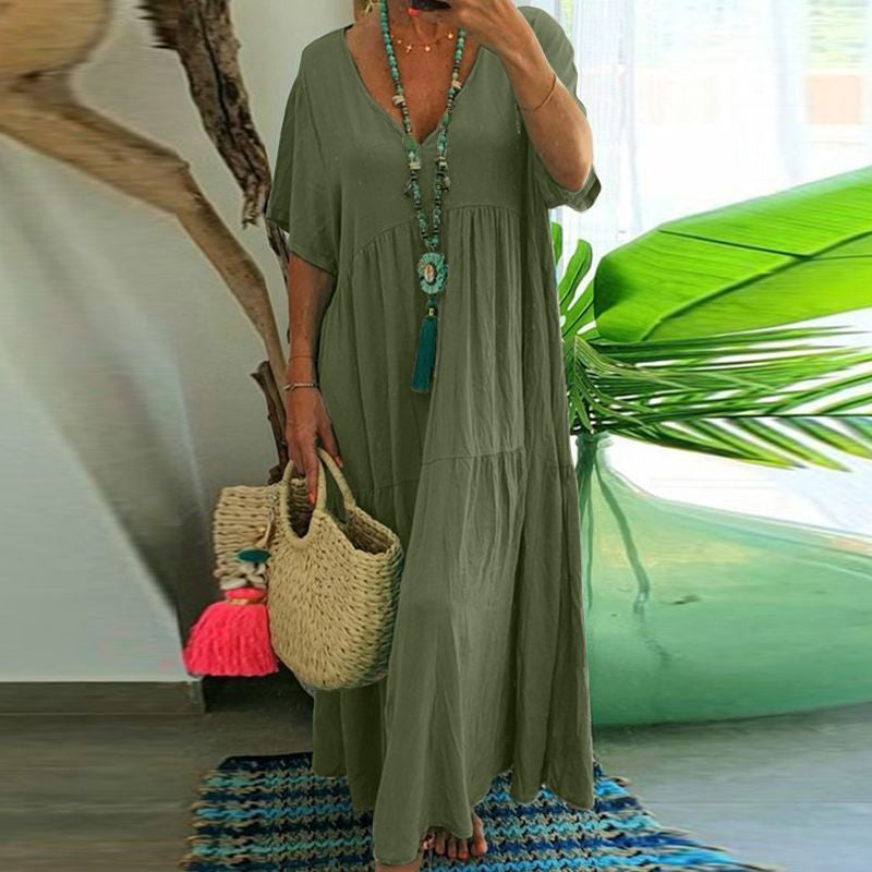 Loose V-neck Maxi Dress