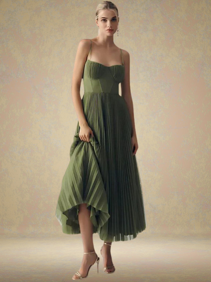 Off Shoulder Green Dress