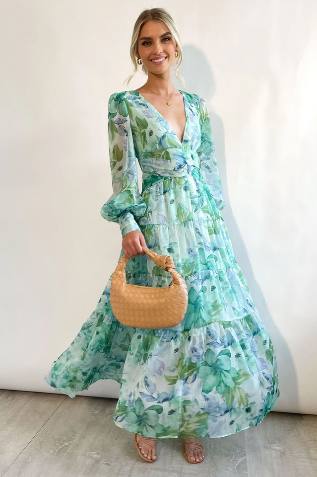 Floral Mint Maxi Dress