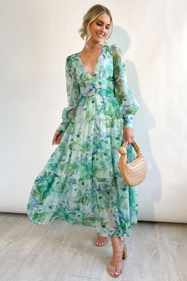 Floral Mint Maxi Dress