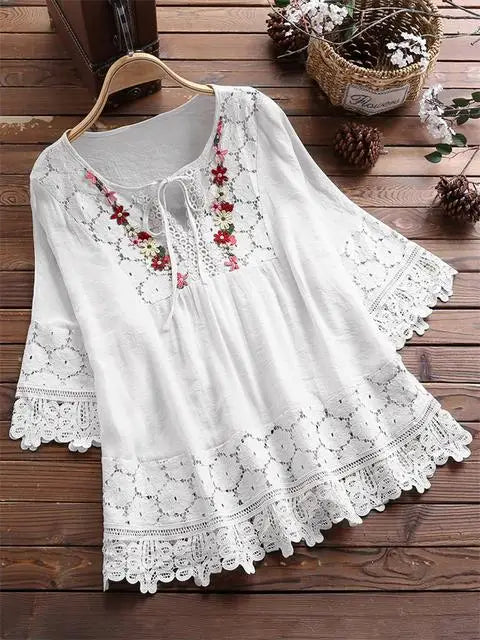 Flower V-neck Blouse