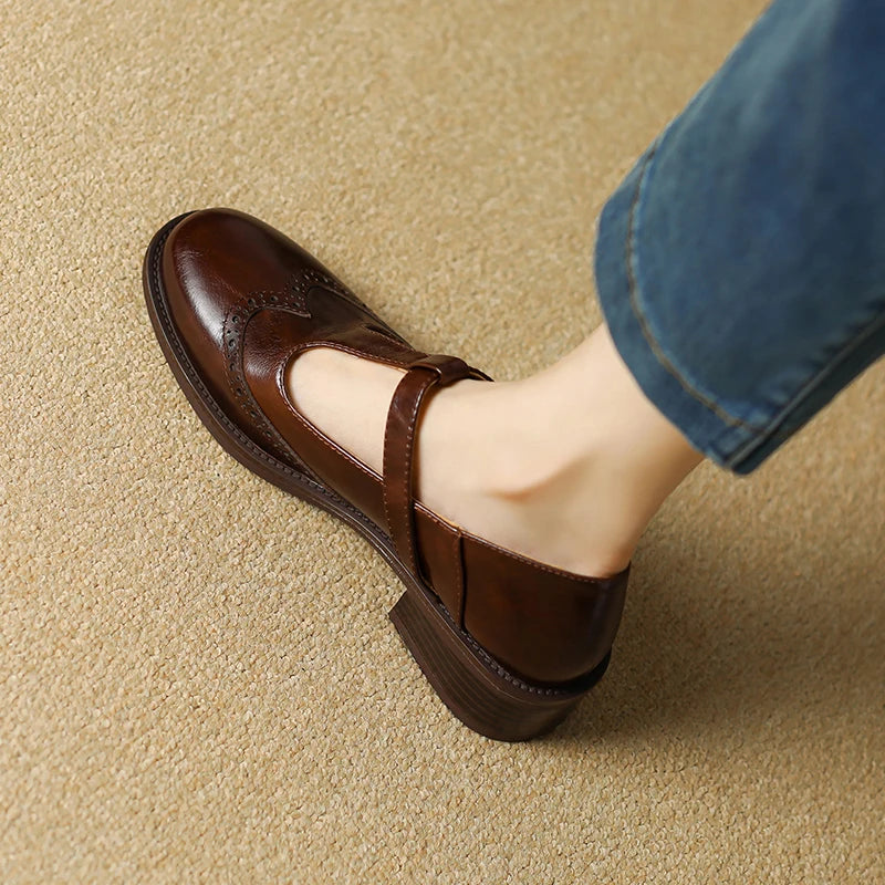 Round Toe Chunky Heel Retro Mary Janes