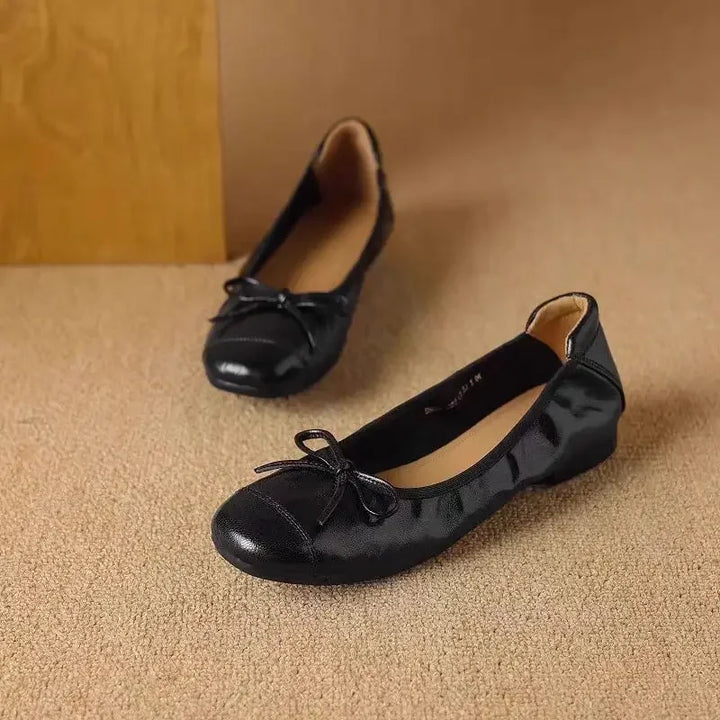 Retro Bow Round Head Flats