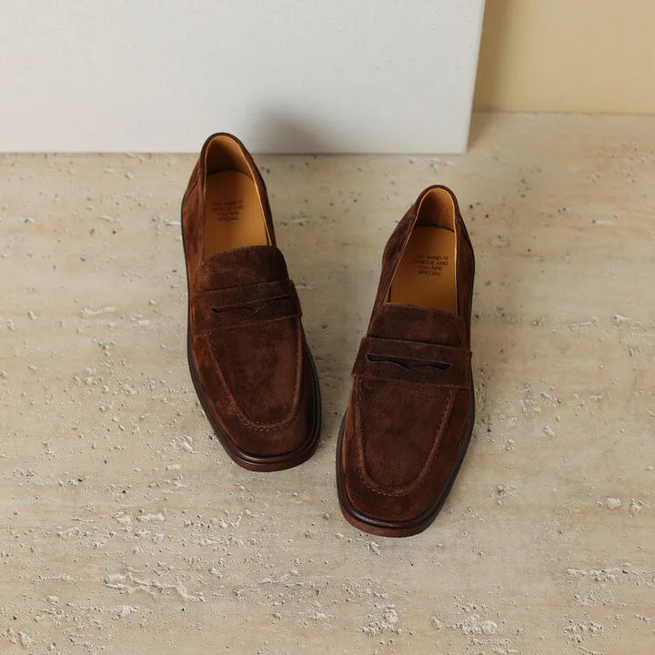 Round Toe Chunky Heel Loafers