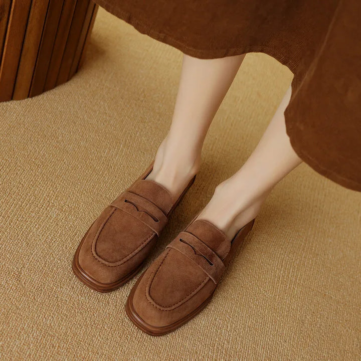 Round Toe Chunky Heel Loafers