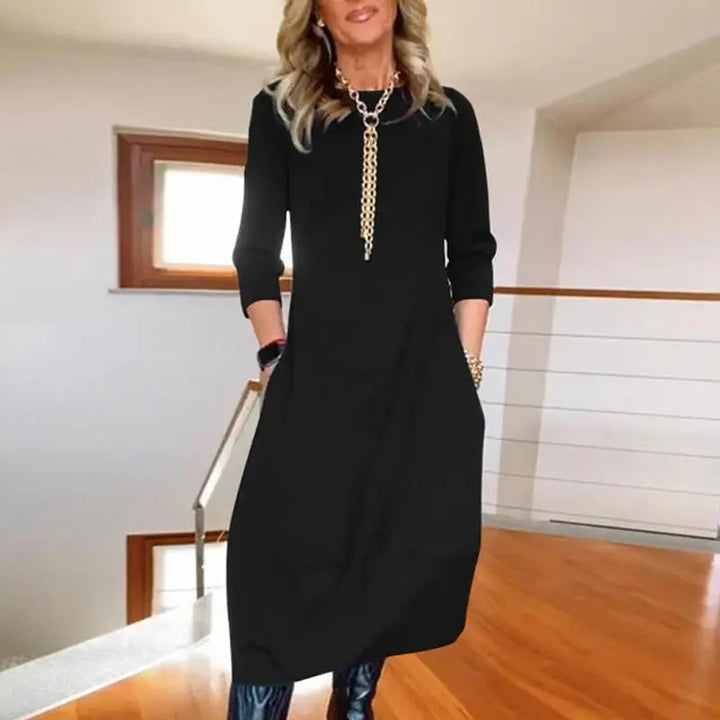 Casual Solid Round Neck Dress