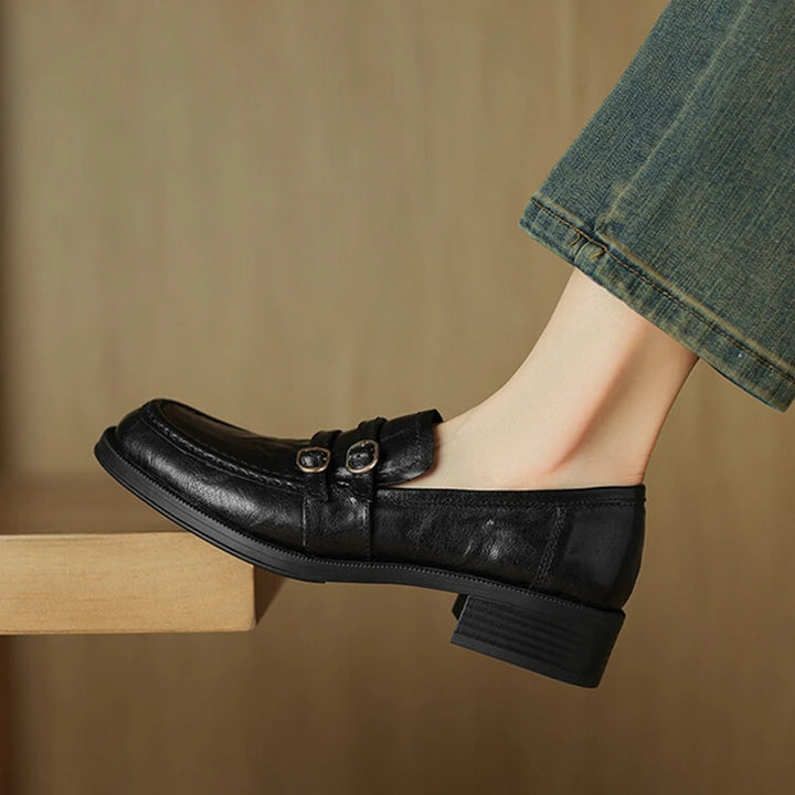 Round Toe Chunky Heel Shoes