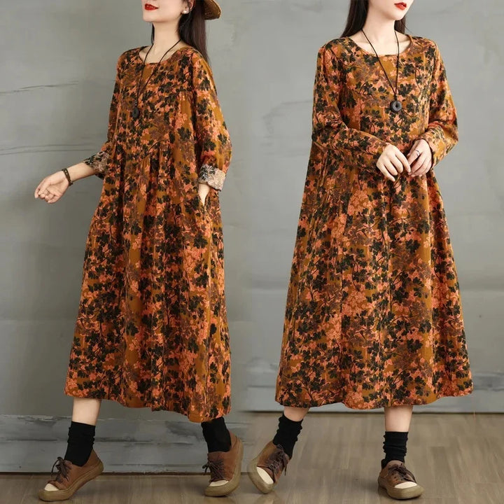 Vintage Round Neck Loose Dress