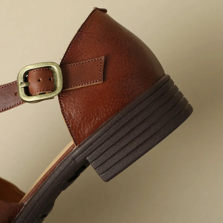 Narrow band braided T-strap Flats Sandals