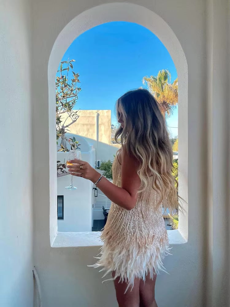 Feather Mini Dress