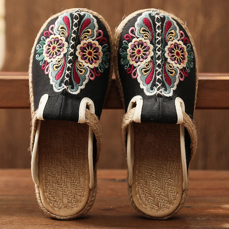 Cotton Floral Mules