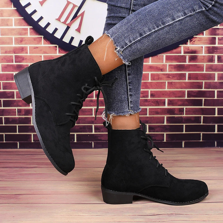 Lace-up Square Heel Short Boots