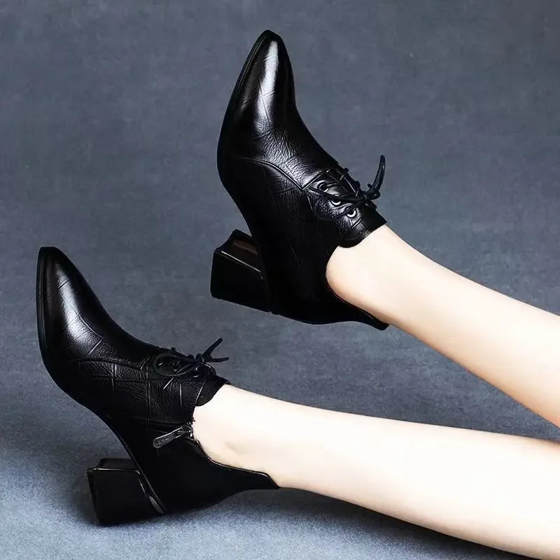 New Pointed Toe Thick Heel Shoes