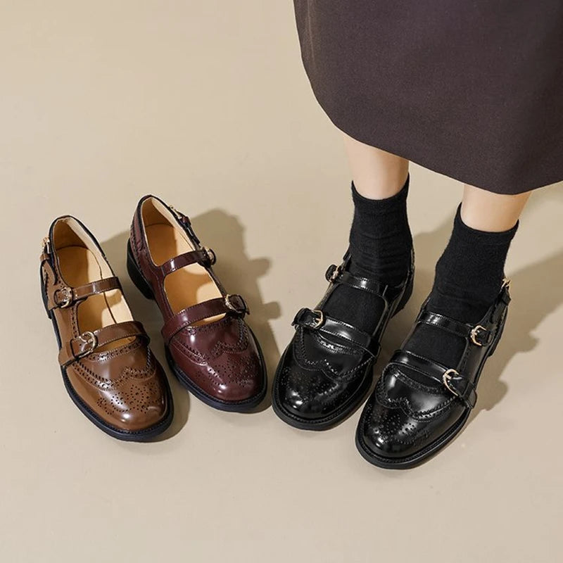 Round Toe Chunky Heel Shoes