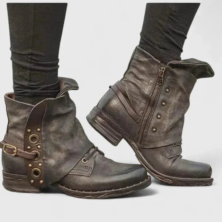 Zipped Rivet Boots