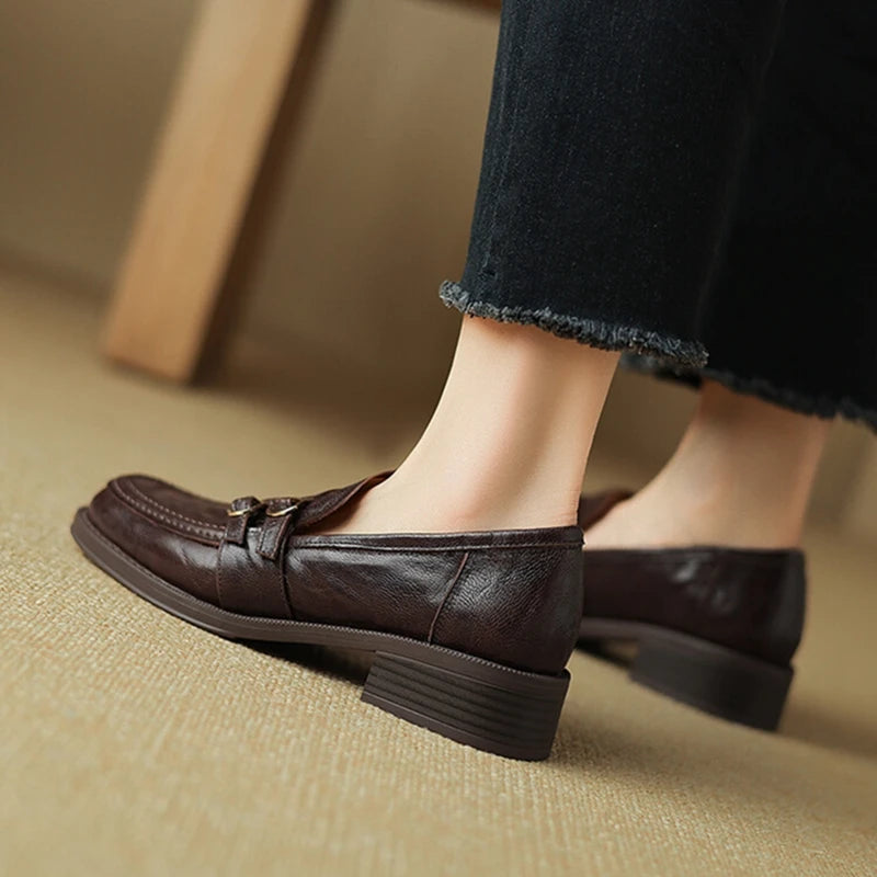 Round Toe Chunky Heel Shoes