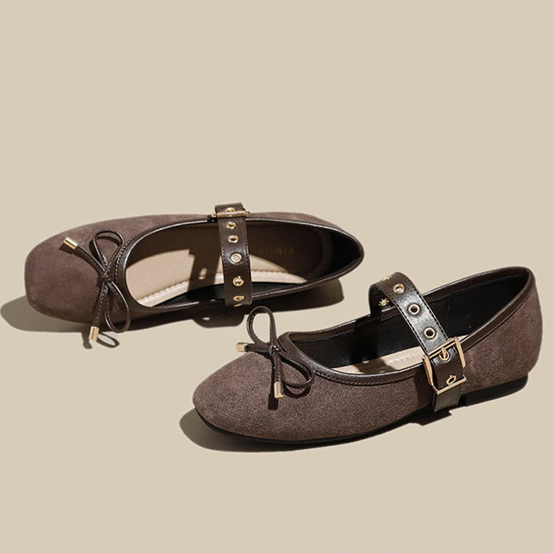 Mary Janes Women Velvet Flats