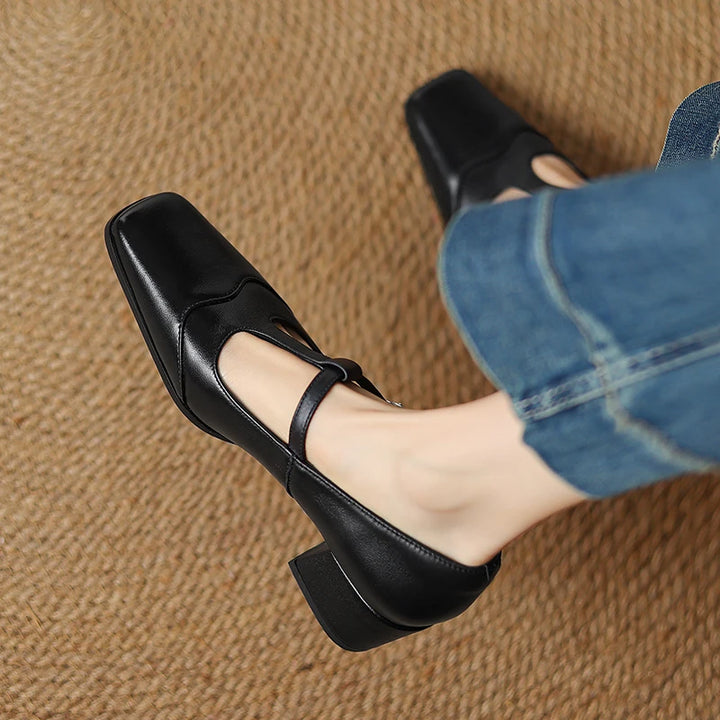 Pointed Toe Leather Mary Janes