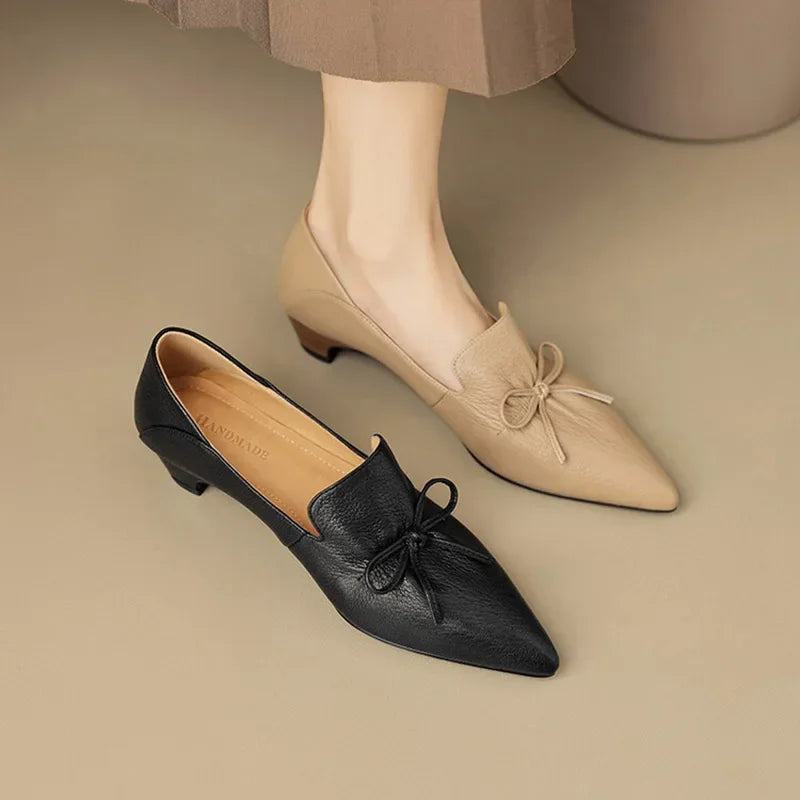 Pointed Toe Lace Retro Loafers