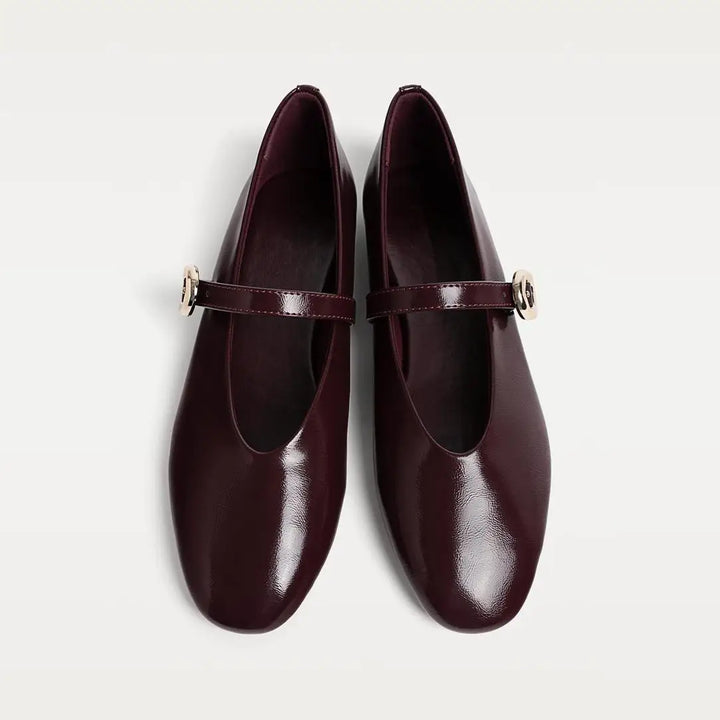 Red Buckle Strap Shoes