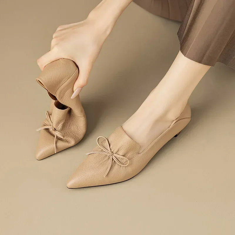 Pointed Toe Lace Retro Loafers