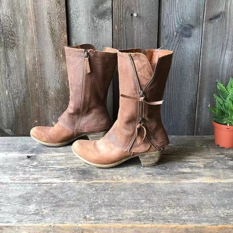 Zipped Design Boots