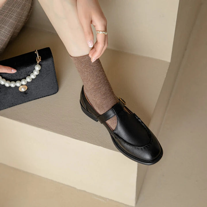 Low Heel Retro Brown Shoes