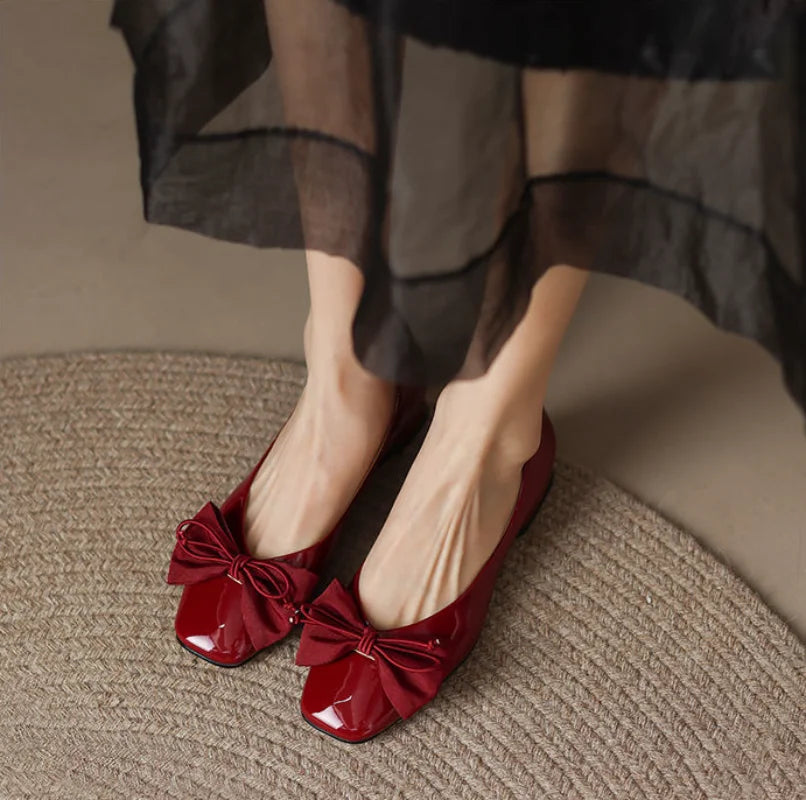 Low Heel Elegant Square Toe Shoes