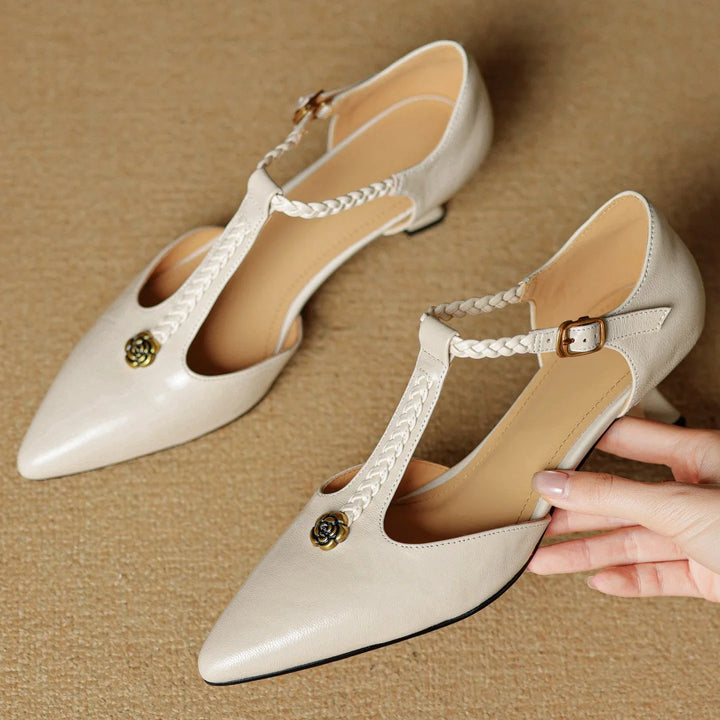 Genuine Leather T-strap Sandals