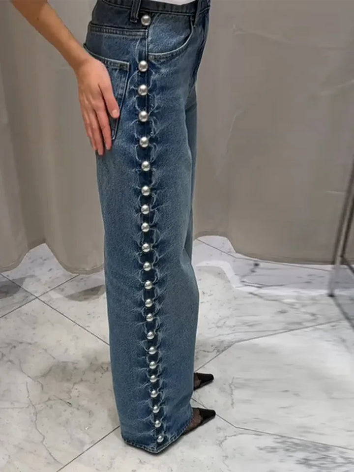 Street Denim with pearls