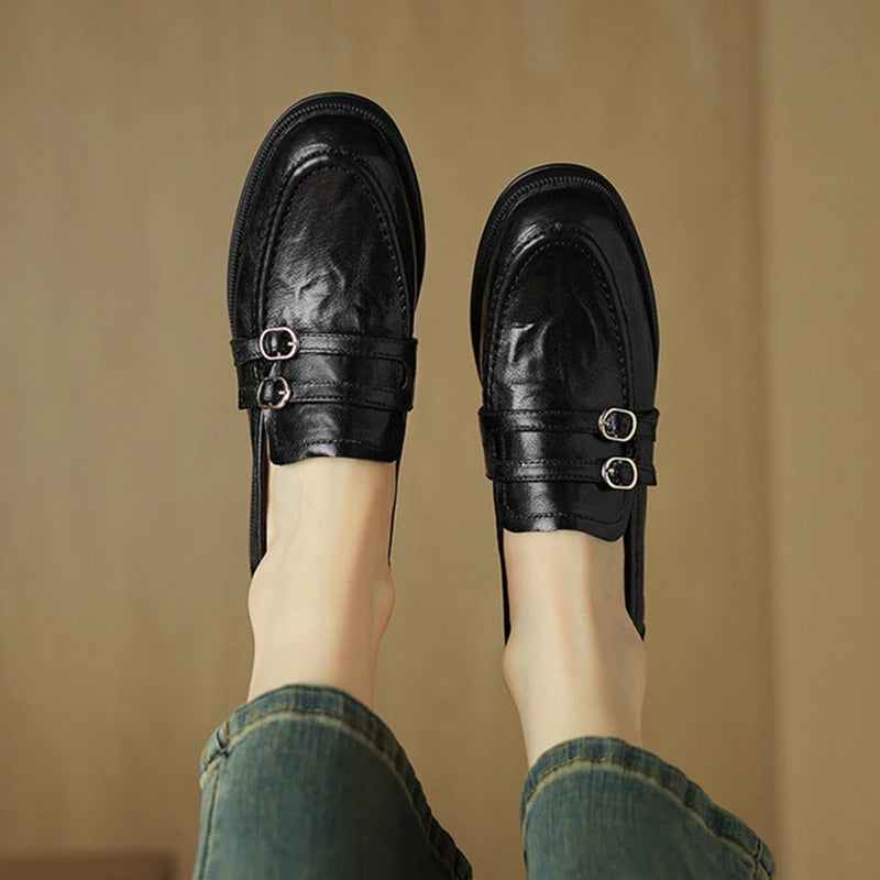 Round Toe Chunky Heel Shoes