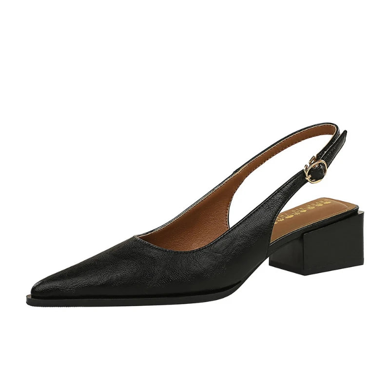 Thick Heels Shallow Mouth Pointed Toe Shoes