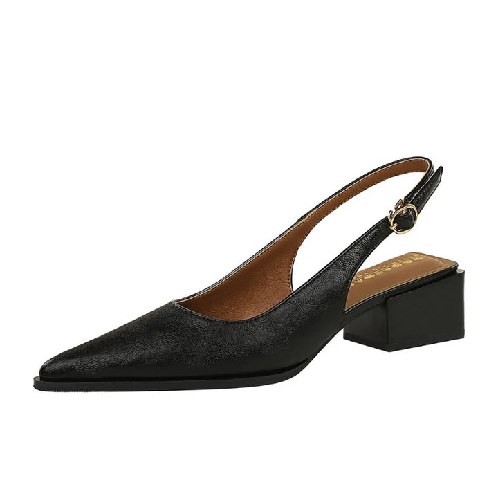 Thick Heels Shallow Mouth Pointed Toe Shoes
