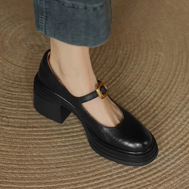 Retro Style Buckle Strap Mary Janes