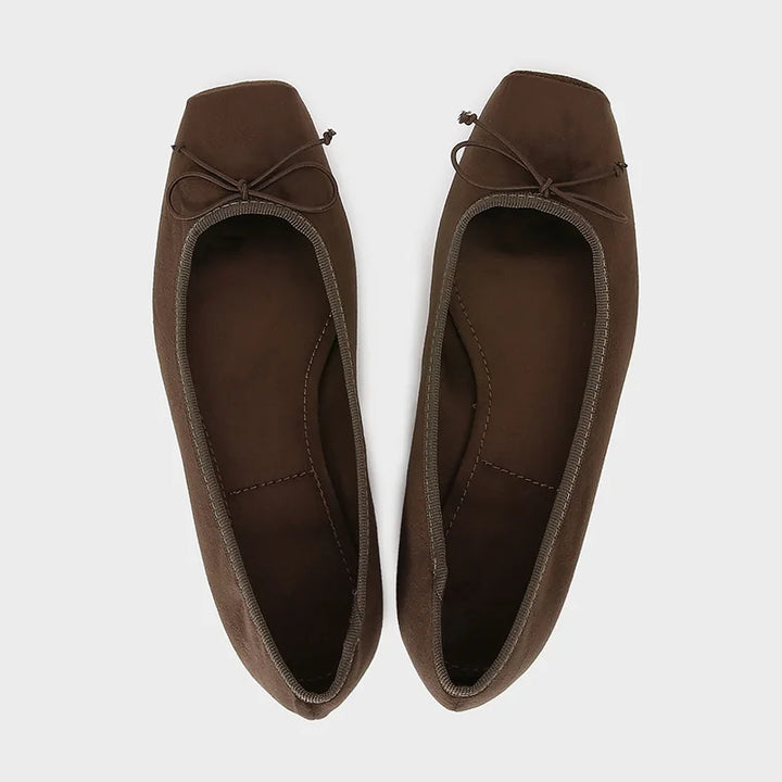 Retro Brown Velvet Ballet Flats