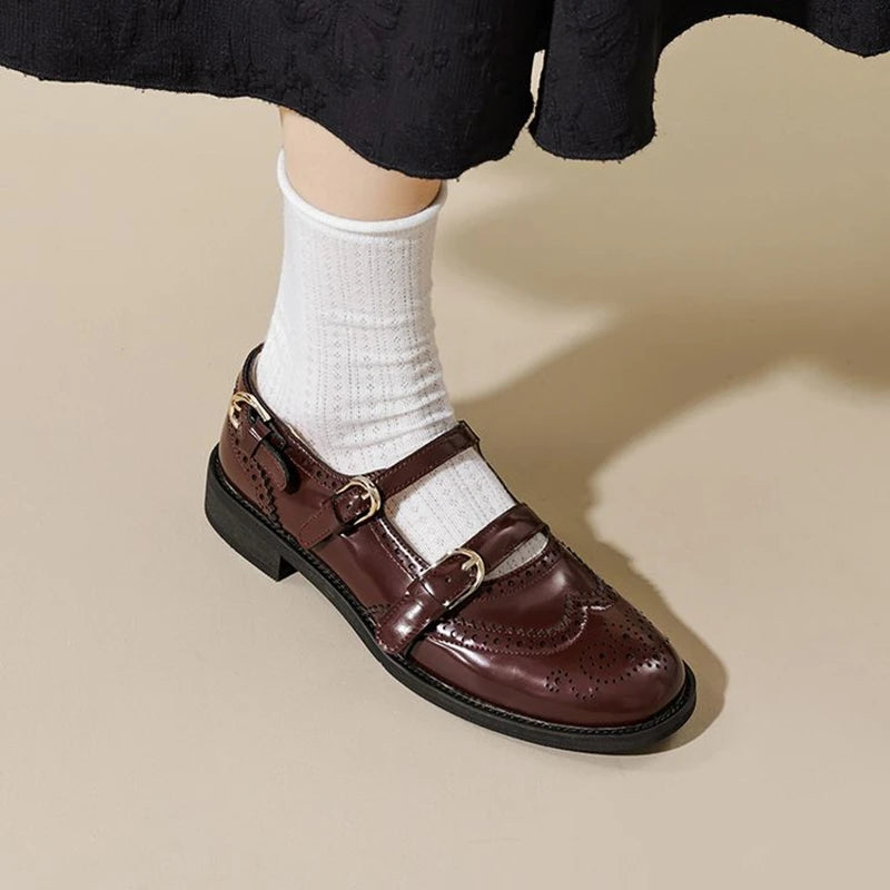 Round Toe Chunky Heel Shoes