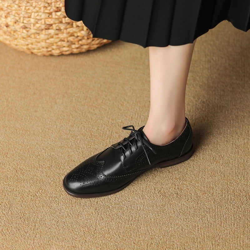 Low Heel Block Oxford Shoes
