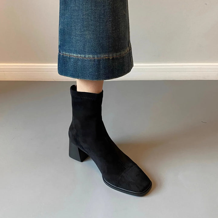 Thick Heel Square Head Boots