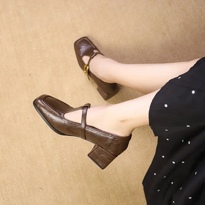 French Square Toe Mary Jane Shoes