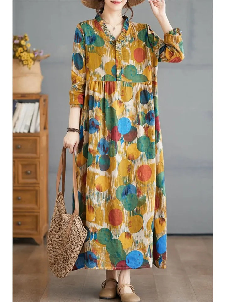 Oversized Autumn V-Neck Dress