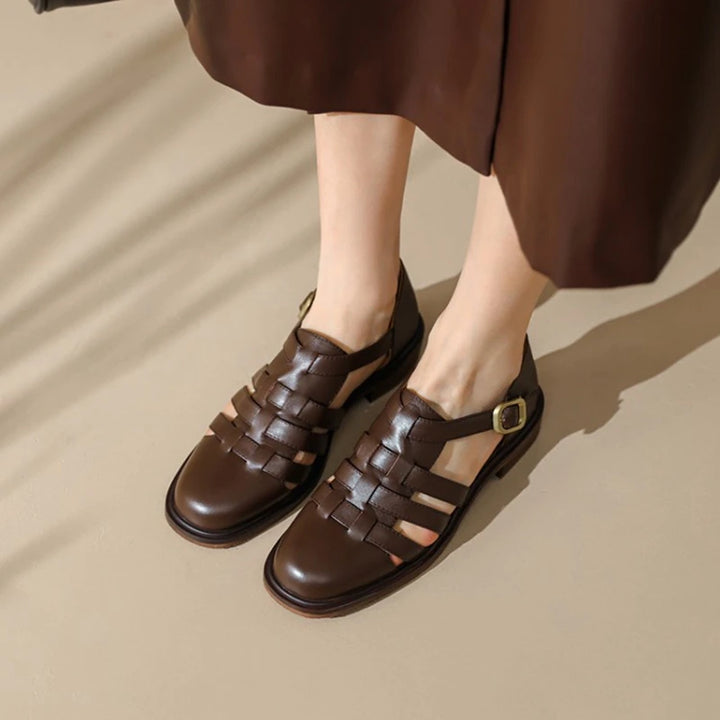 Round Toe Leather Sandals