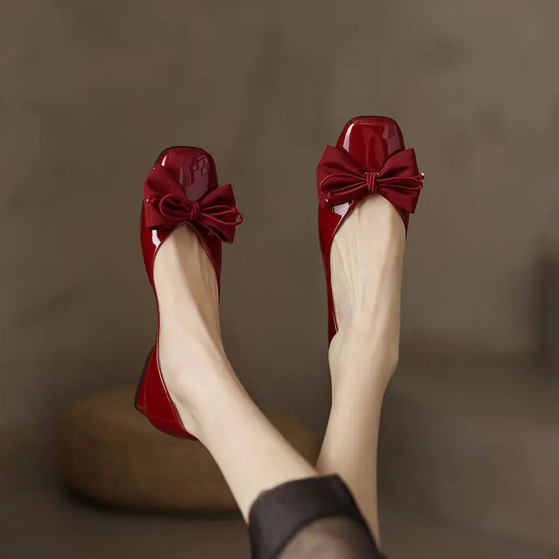 Low Heel Elegant Square Toe Shoes