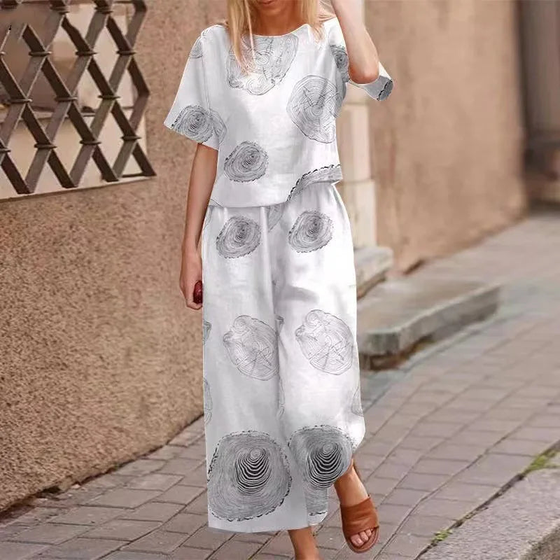 Linen Floral Two-piece Set