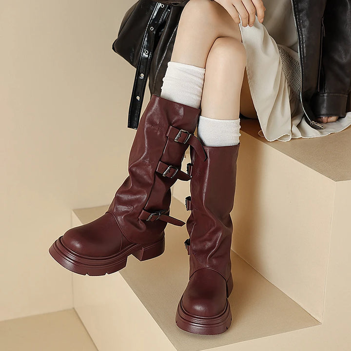 Classic Belt Buckle Design Rider Boots