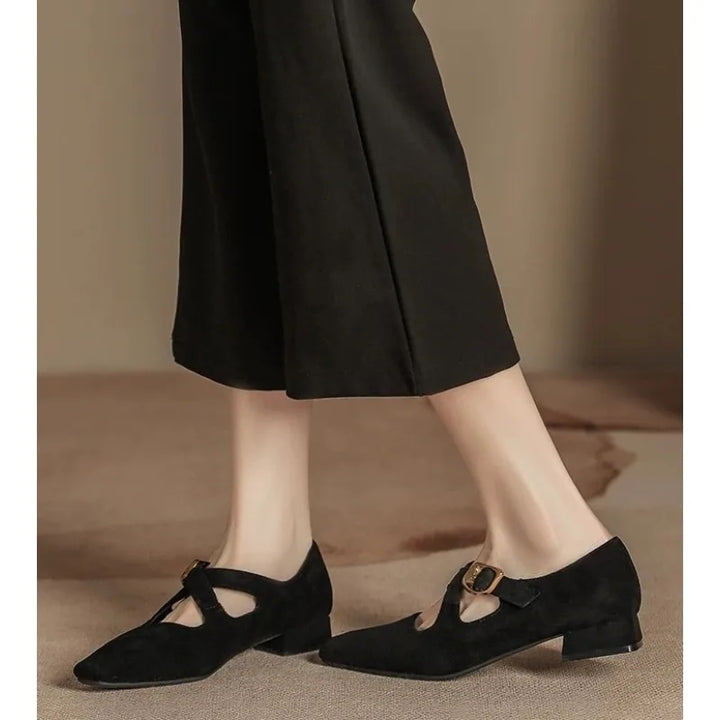 Low Heel Design Buckle Loafers