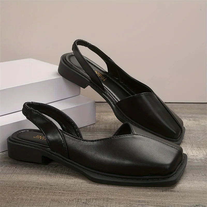 Retro Square Toe Flat Sandals