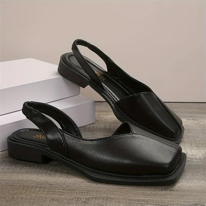 Retro Square Toe Flat Sandals