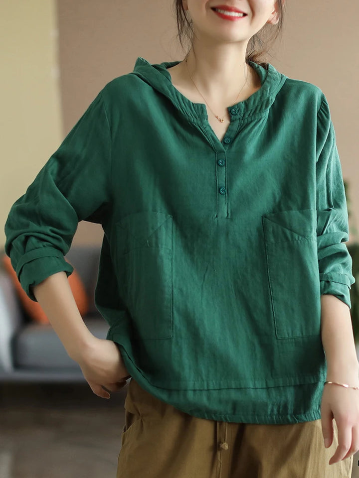 Linen Hooded Shirt